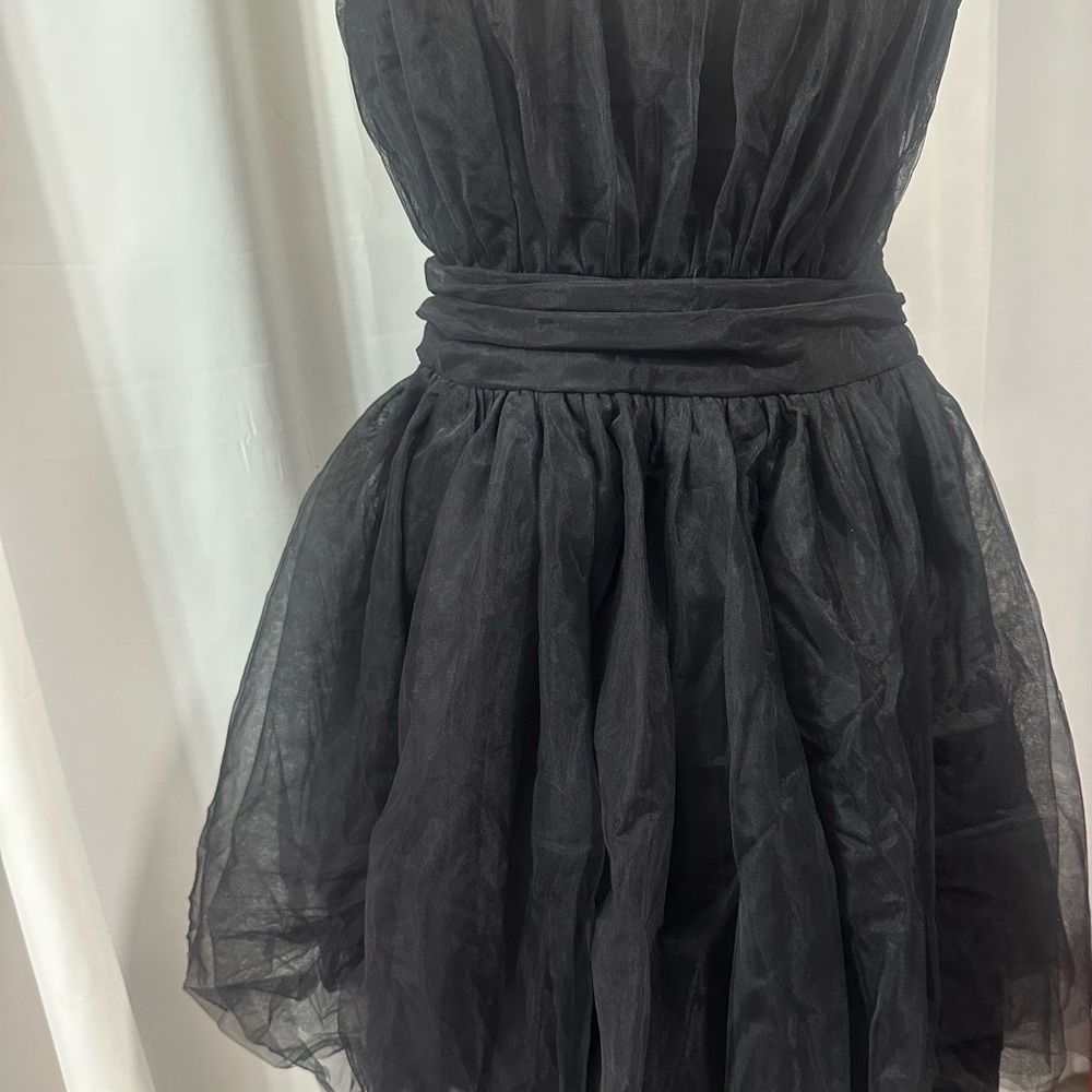 Black Strapless Fit and Flare Prom Dress